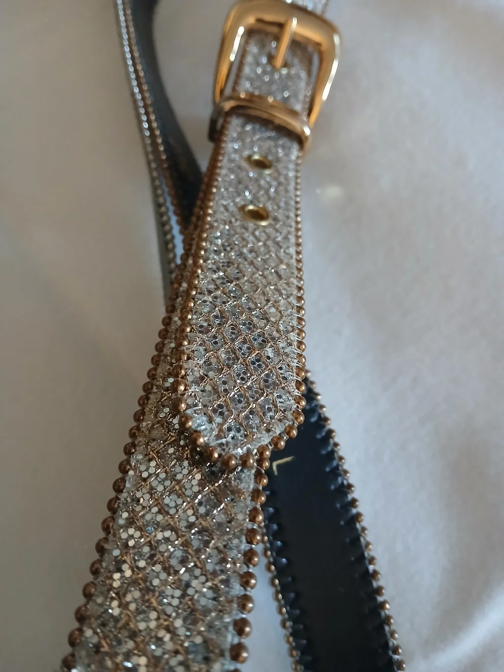 Elite Vintage Sparkle Metallic Women's Belt - Gold & Silver